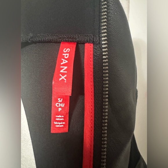 Spanx Black Leather Like Combo Fitted Dress Size small - Picture 12 of 15